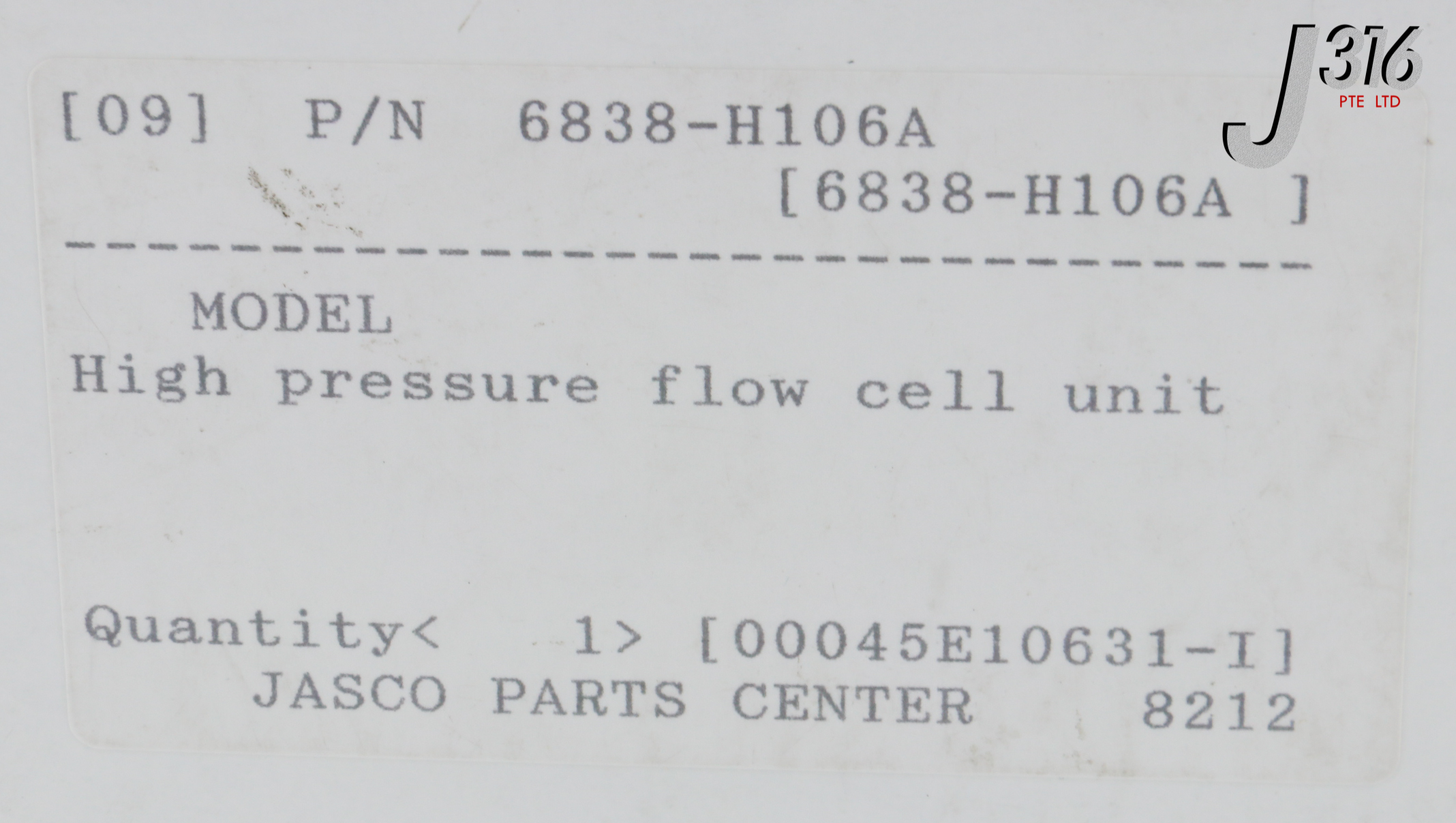 専用4 27539 JASCO HIGH PRESSURE FLOW CELL UNIT (NEW) 6838-H106A | eBay
